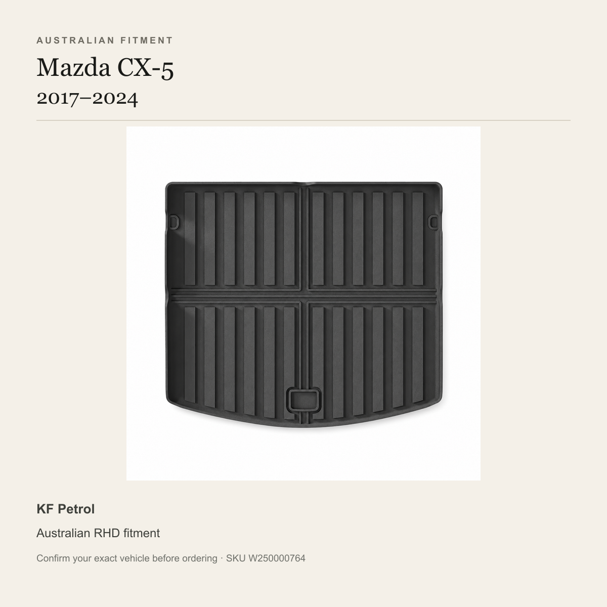 Mazda CX-5 KF 2017–2024 Petrol RHD Rear Boot Liner – 1-Piece - Image 2